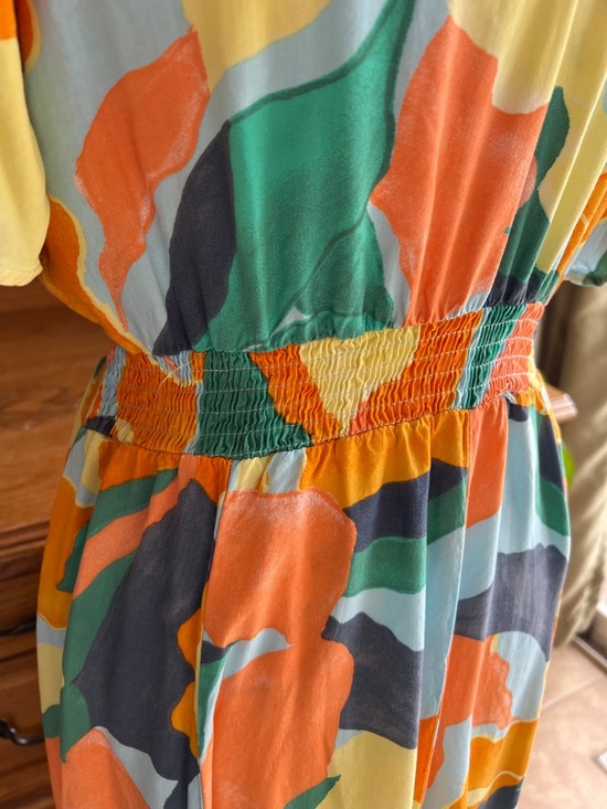 Abel the Label Multicolor Abstract Print Maxi Dress with Smocked Waist Small - Picture 6 of 9